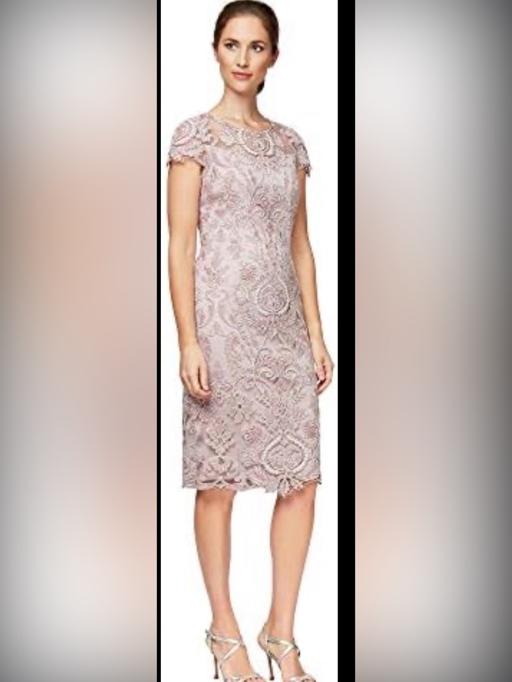Alex Evenings Blush Lace Midi Dress